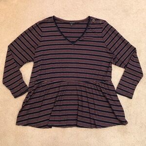 Lane Bryant Babydoll Peplum Swing Top Womens Plus Size 4X 26 28 Blue Orange